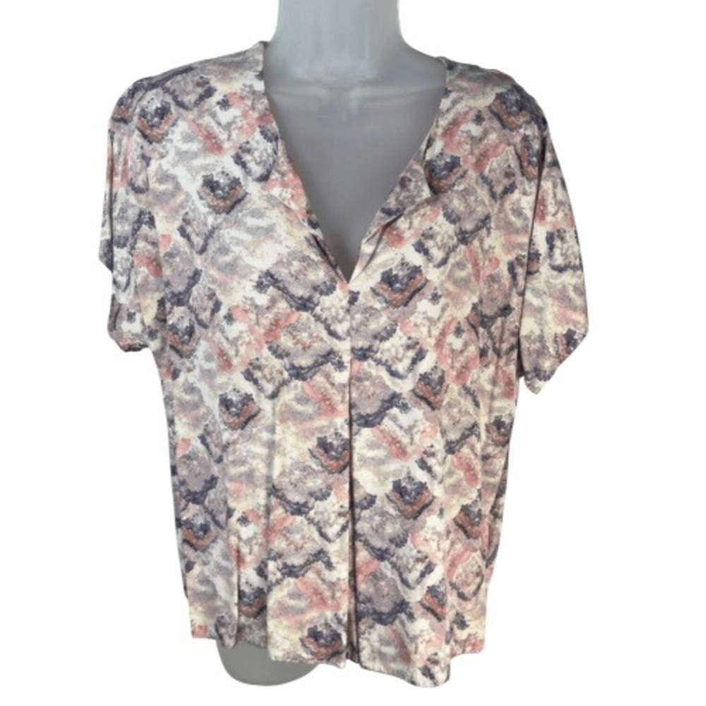 Crosby Abstract Watercolor Print Blouse Lightweight Rayon Size Large‎